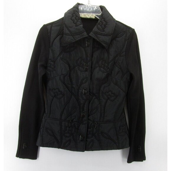 Rayure Paris Jacket Medium Embroidered Floral Quilted Toggle FR 38 - Picture 1 of 10
